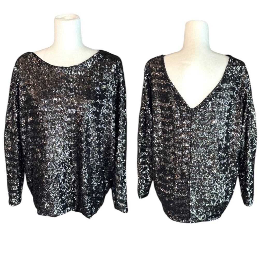 Zara Special Edition Metallic Pewter Sequin Top - M
